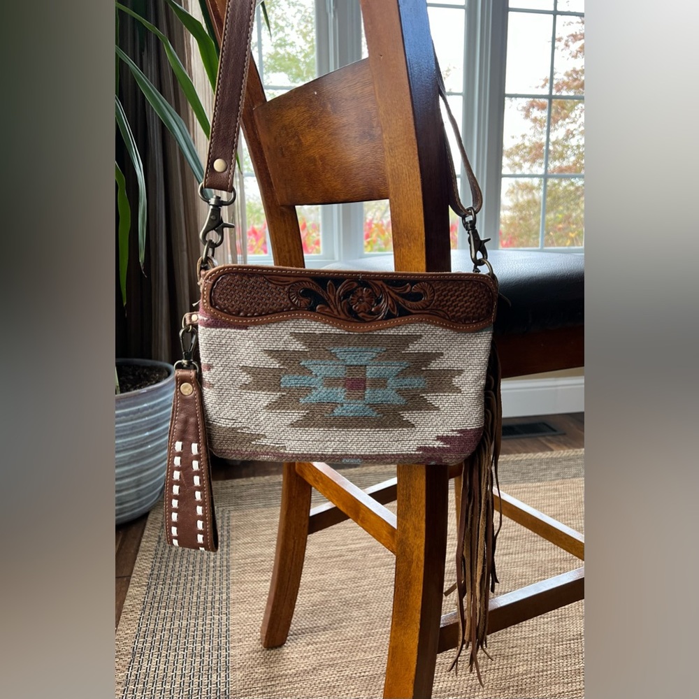 NWT Myra Bag Crossbody Style Brown Tassles Fringe Boho